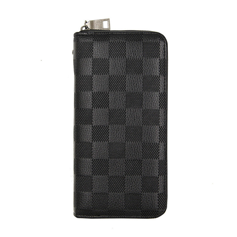 Men's Long Zipper Plaid Clutch Multiple Slots Men's Wallets