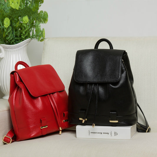 Women's British Retro Trendy Commuter Leather Backpacks