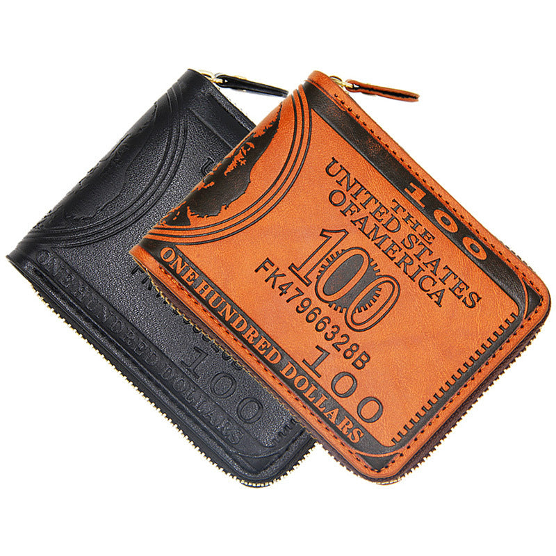 Men's Retro Large Capacity Fashion Zipper Short Men's Wallets