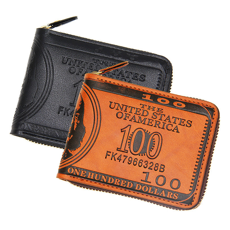 Men's Retro Large Capacity Fashion Zipper Short Men's Wallets