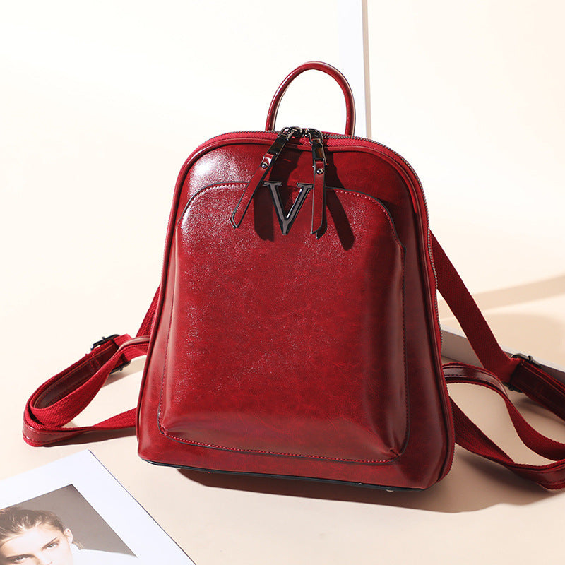 Women's Leather Fashion Classic Multifunctional College Style Backpacks