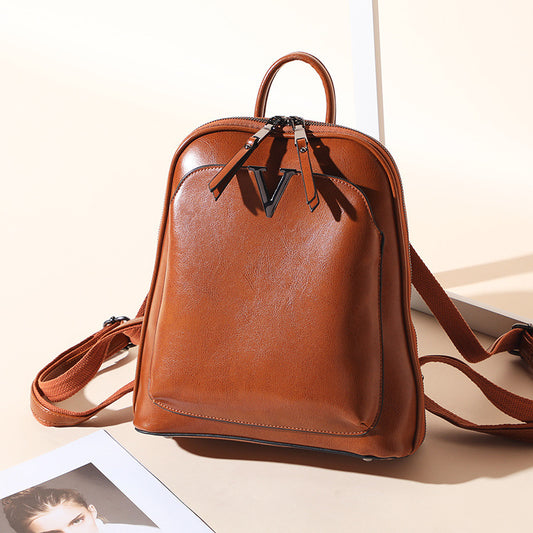 Women's Leather Fashion Classic Multifunctional College Style Backpacks