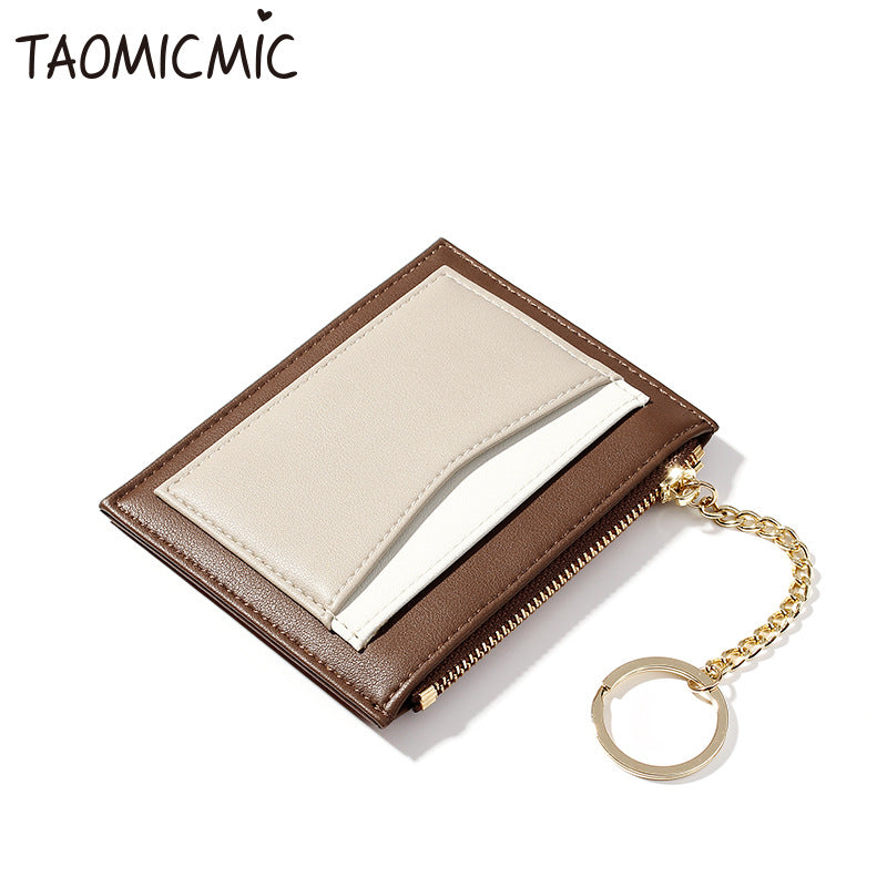 Women's Korean Style Stitching Multiple Slots Zipper Coin Purses