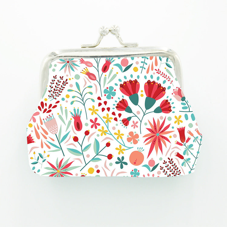 Fashion Fresh Flower Lady Iron Button Coin Purses