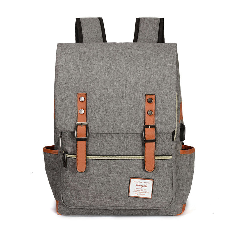 Retro College Style Smart Charging Simple Backpacks