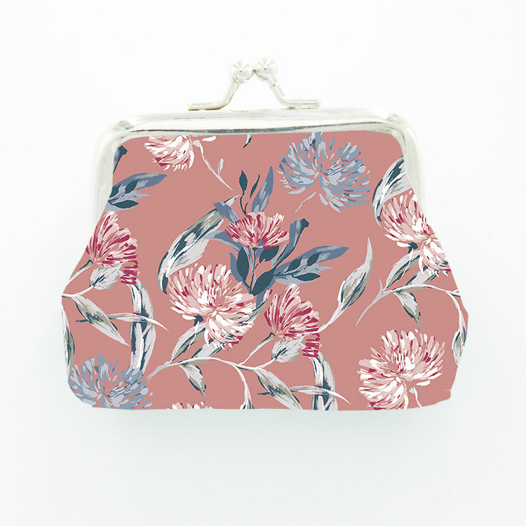 Fashion Fresh Flower Lady Iron Button Coin Purses