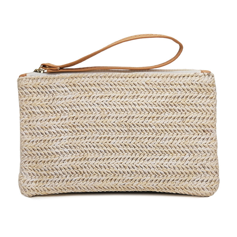 Women's Straw Weaving Clutch Summer Beach Mobile Coin Purses