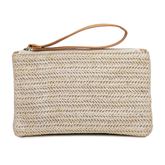 Women's Straw Weaving Clutch Summer Beach Mobile Coin Purses