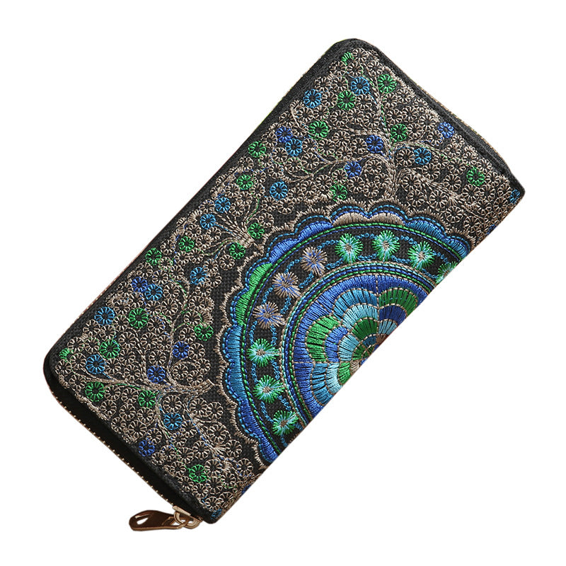 Women's Embroidered Tourist Attractions Ethnic Style Single Pull Ladies Wallets