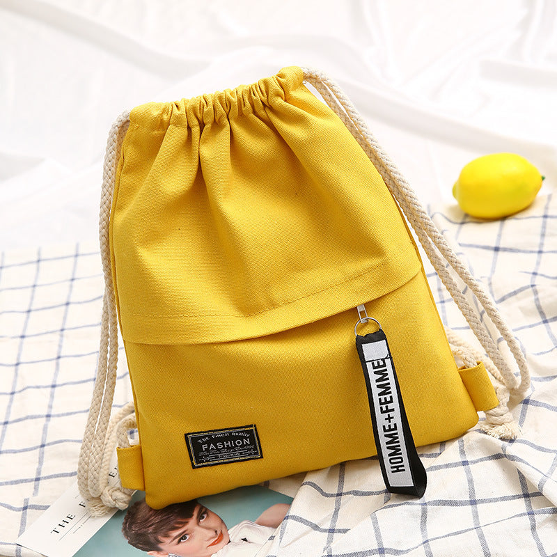 Women's Drawstring Canvas Make-up Primary Lightweight Sack Backpacks