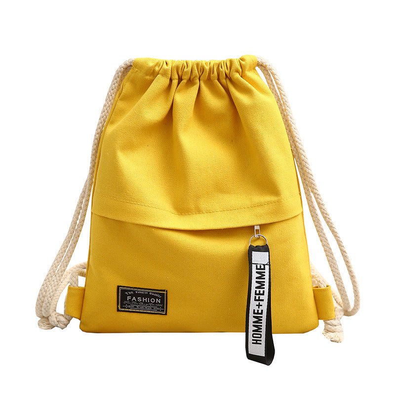 Women's Drawstring Canvas Make-up Primary Lightweight Sack Backpacks