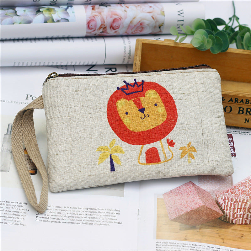 Cotton Linen Printed Cartoon Small Change Coin Purses