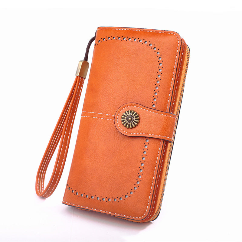 Women's Fashion Oil Wax Leather Hand Long Ladies Wallets