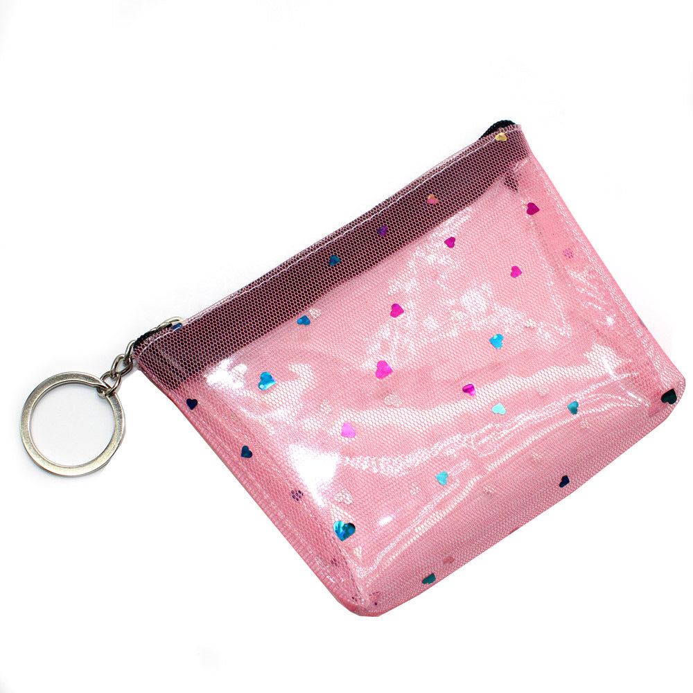 Love Transparent Mesh Zipper Small Activity Coin Purses