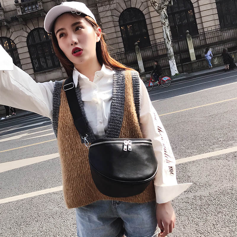 Women's Korean Style Solid Color Saddle Stylish Waist Packs