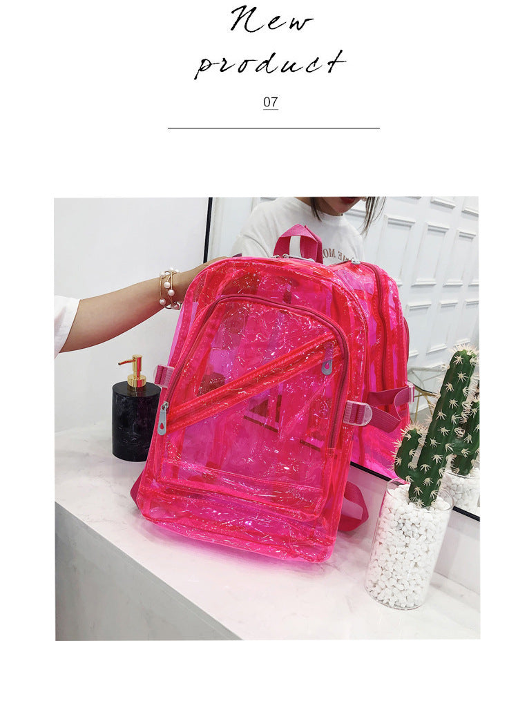 Women's Korean Style Plastic Candy Color Transparent Backpacks