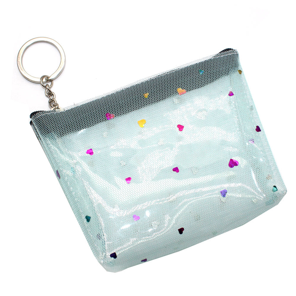 Love Transparent Mesh Zipper Small Activity Coin Purses