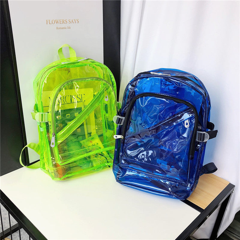 Women's Korean Style Plastic Candy Color Transparent Backpacks