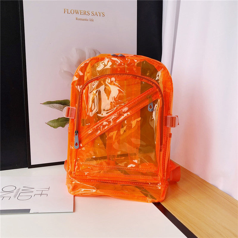 Women's Korean Style Plastic Candy Color Transparent Backpacks