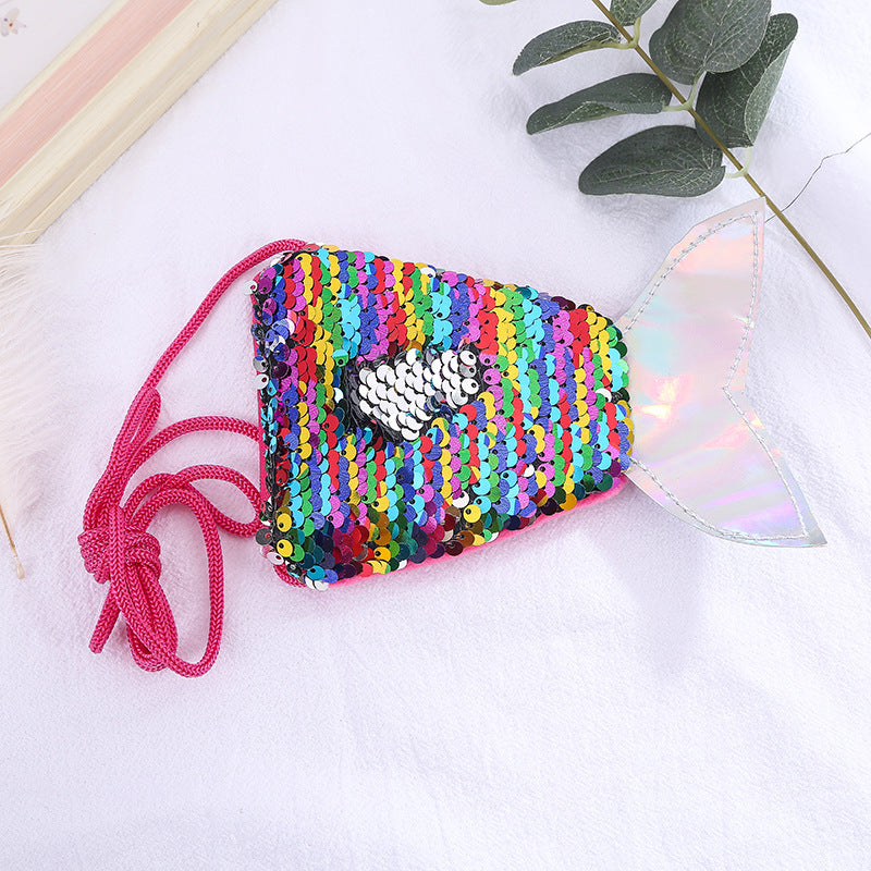 Children's Mermaid Tail Sequined Lanyard Long Shoelace Coin Purses