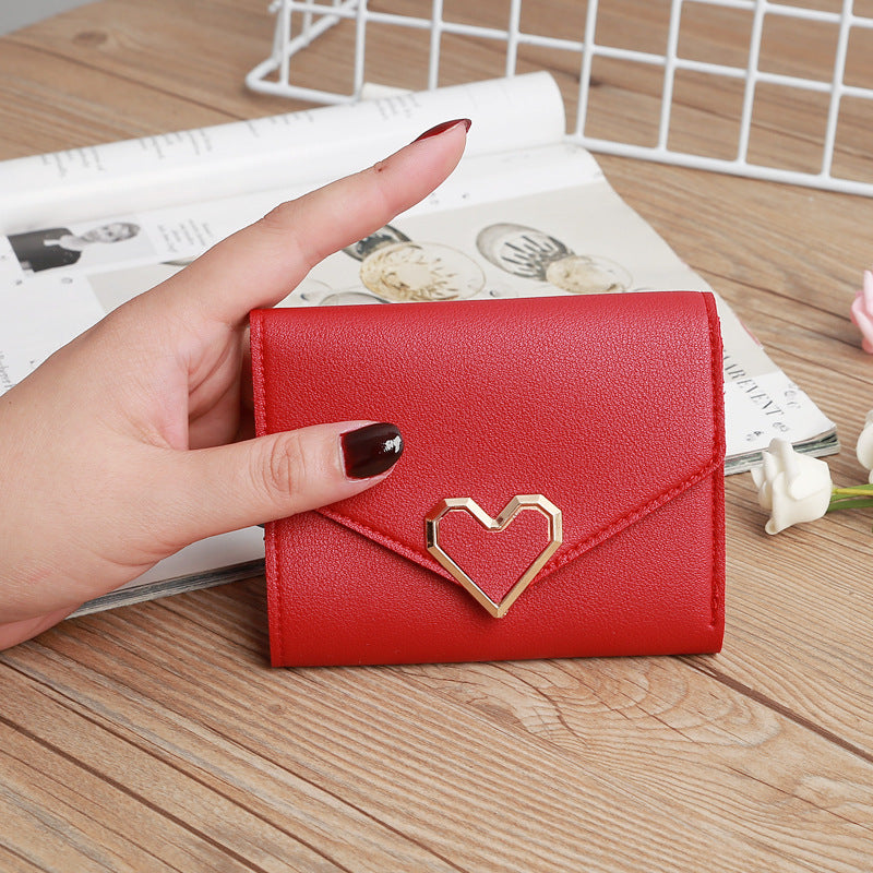 Women's Fashion Small Short Heart-shaped Hardware Fresh Ladies Wallets