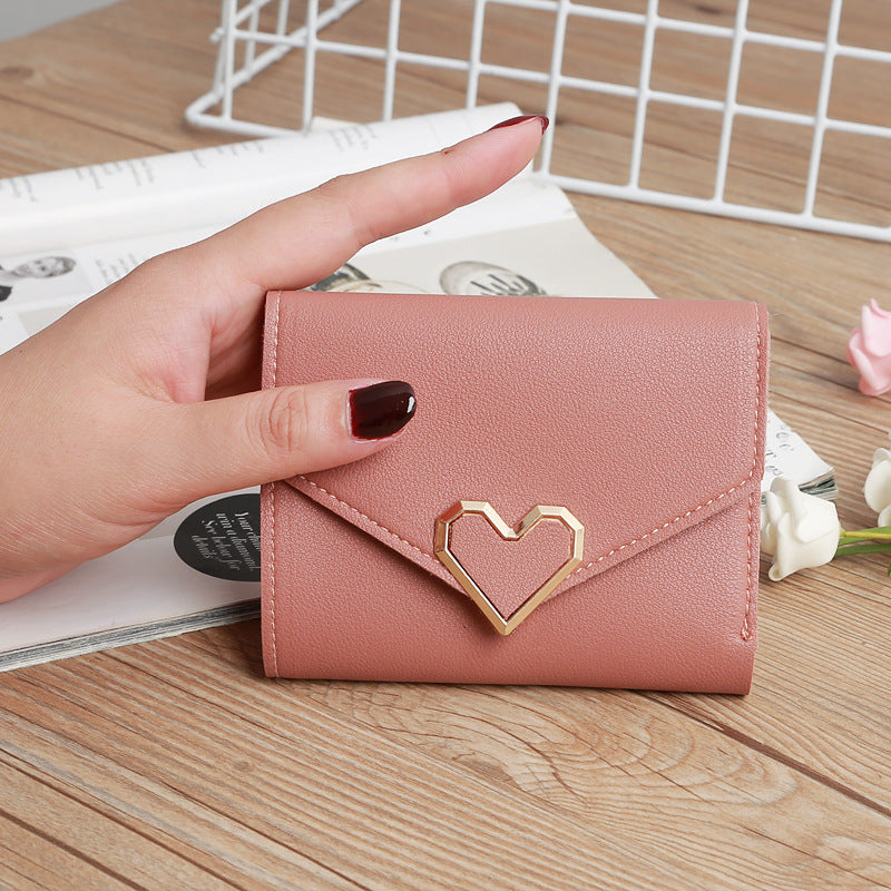 Women's Fashion Small Short Heart-shaped Hardware Fresh Ladies Wallets