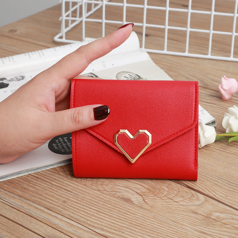 Women's Fashion Small Short Heart-shaped Hardware Fresh Ladies Wallets