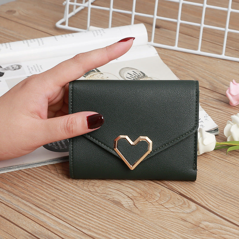 Women's Fashion Small Short Heart-shaped Hardware Fresh Ladies Wallets