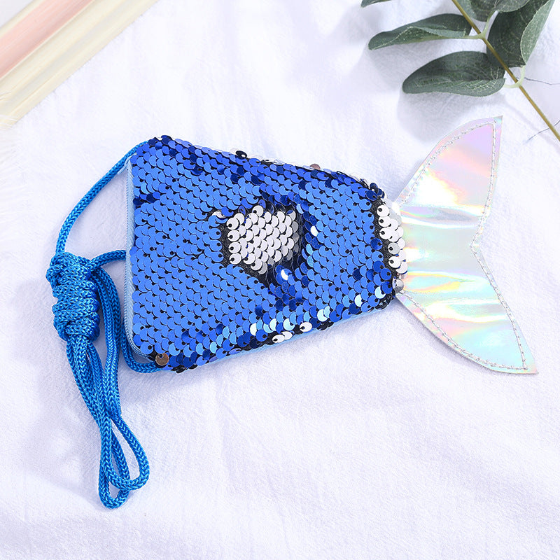 Children's Mermaid Tail Sequined Lanyard Long Shoelace Coin Purses