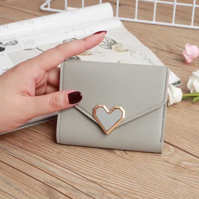 Women's Fashion Small Short Heart-shaped Hardware Fresh Ladies Wallets