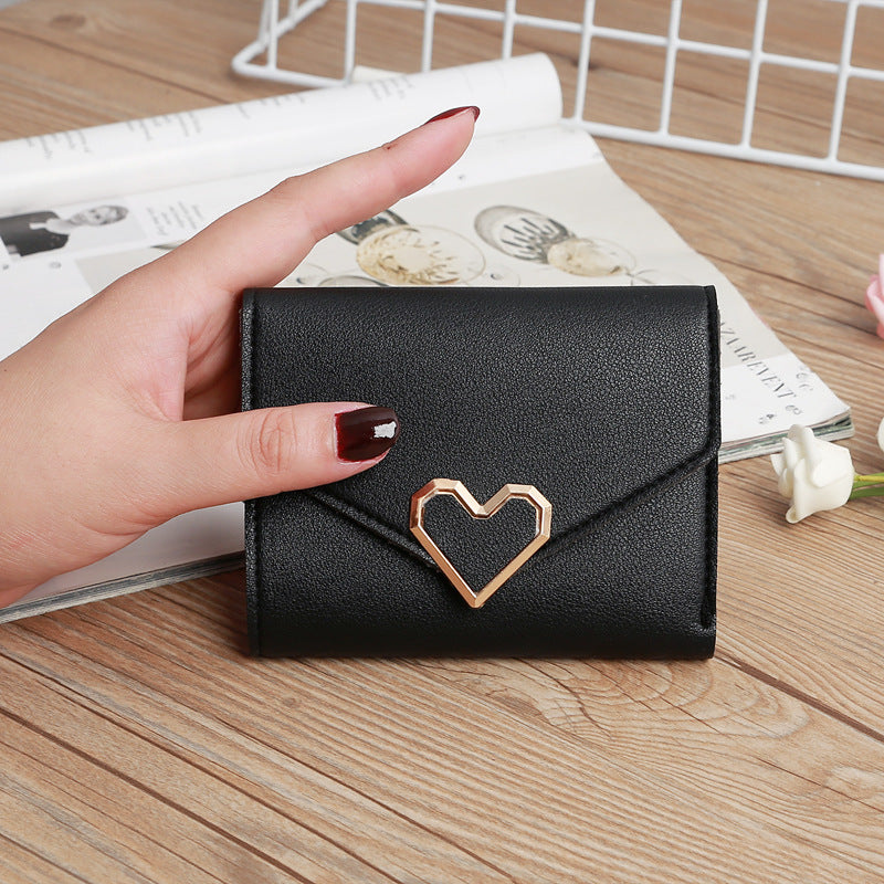 Women's Fashion Small Short Heart-shaped Hardware Fresh Ladies Wallets