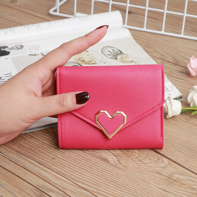 Women's Fashion Small Short Heart-shaped Hardware Fresh Ladies Wallets