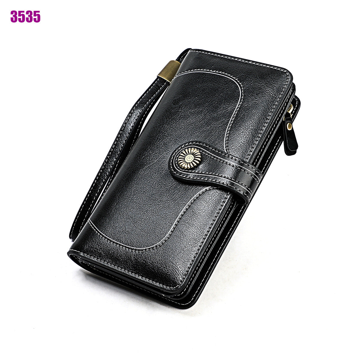 Women's Retro Oil Wax Skin Long Clutch Ladies Wallets