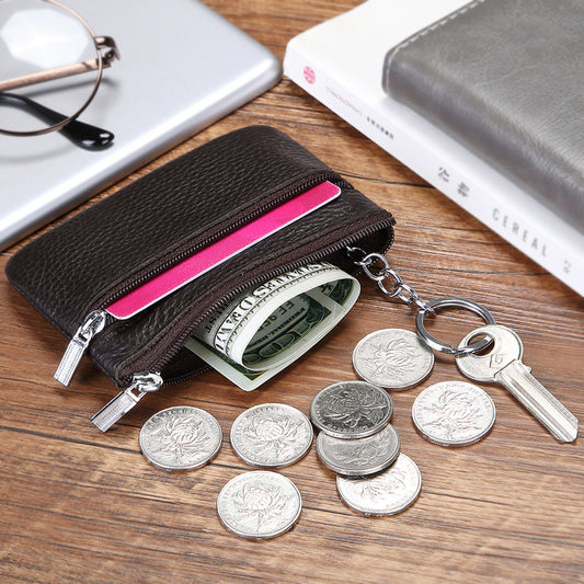 First Layer Cowhide Mini Korean Bus Coin Purses