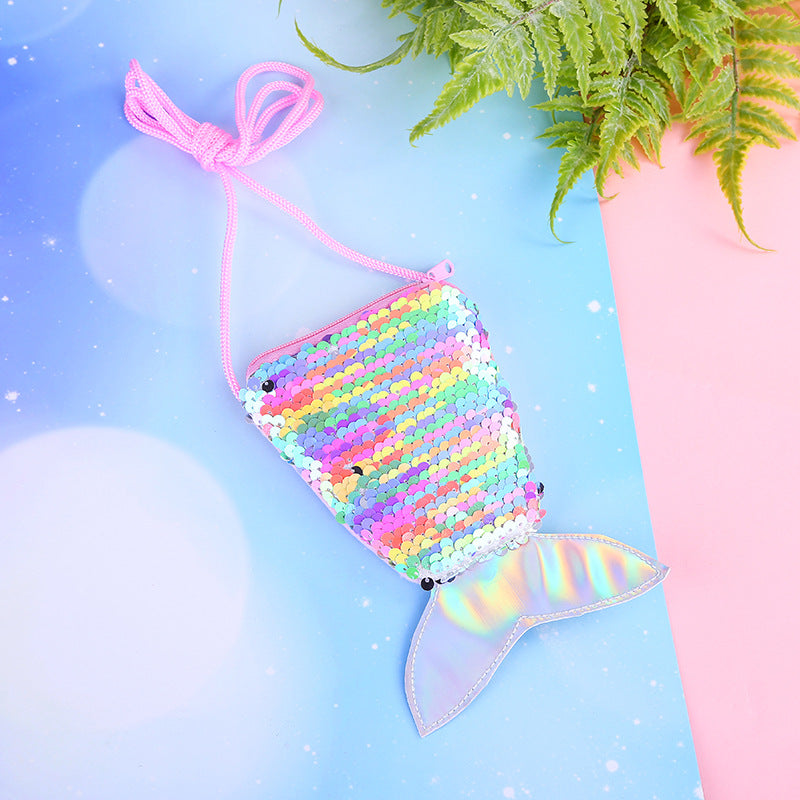 Children's Mermaid Tail Creative Sequined Small Storage Coin Purses