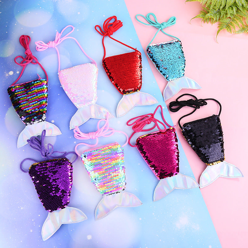 Children's Mermaid Tail Creative Sequined Small Storage Coin Purses