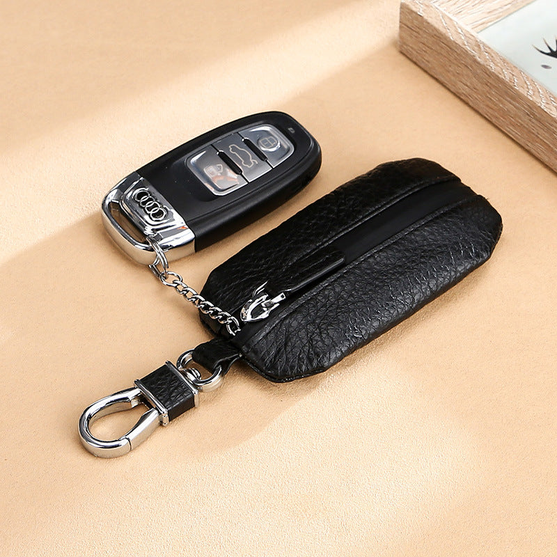 Leather Car Cowhide Lychee Pattern Waterproof Key Bags