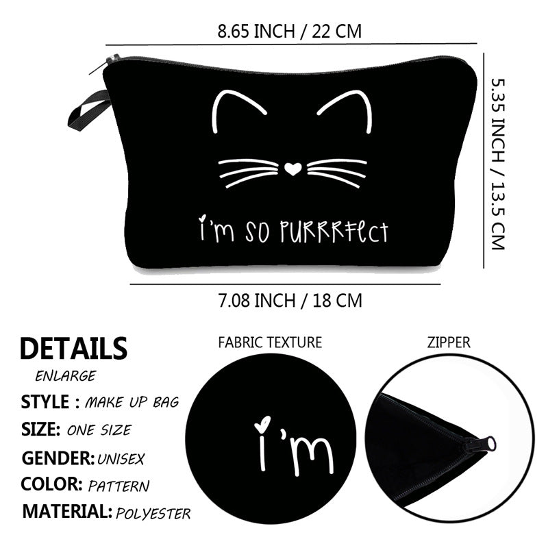 Color Smiley Face Cat Printing Wash Bags