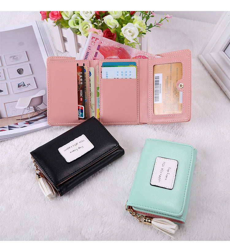 Women's Simple Folding Indie Pop Tassel Mini Ladies Wallets