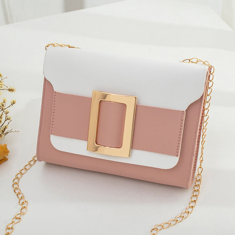 Women's Metal Decoration Contrast Color Small Square Phone Bags