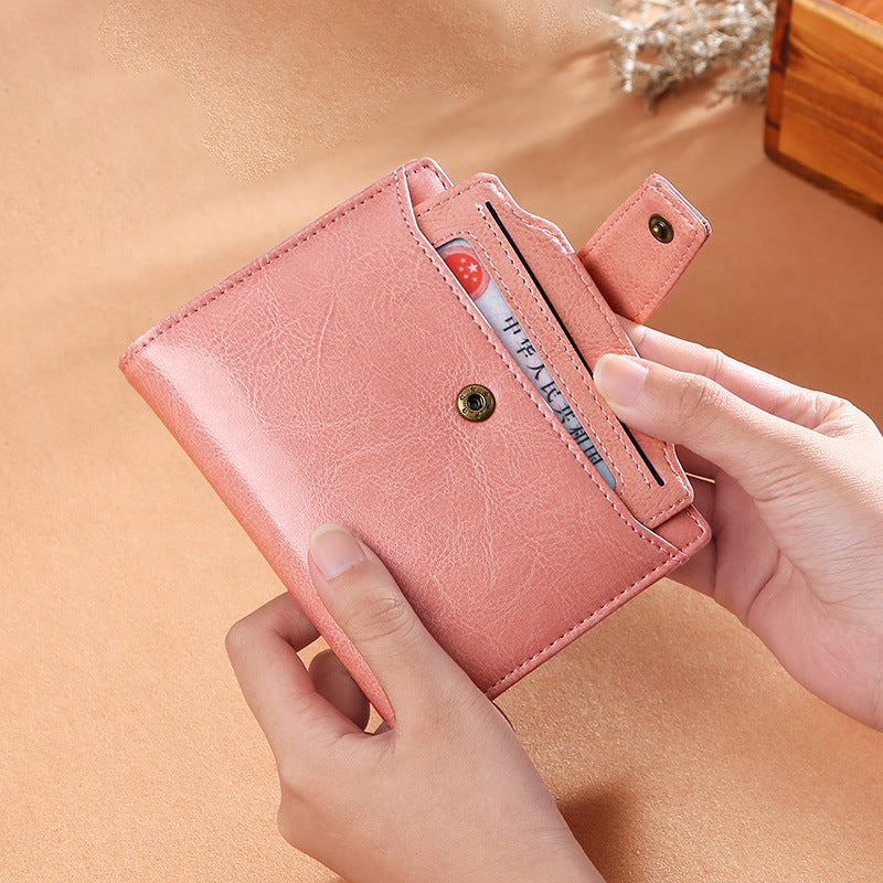 Women's Retro Leather Short Korean Style Multifunctional Ladies Wallets