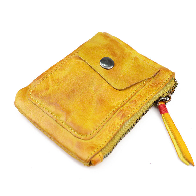 Vegetable Tanned Driving License Zipper Light-weight Coin Purses