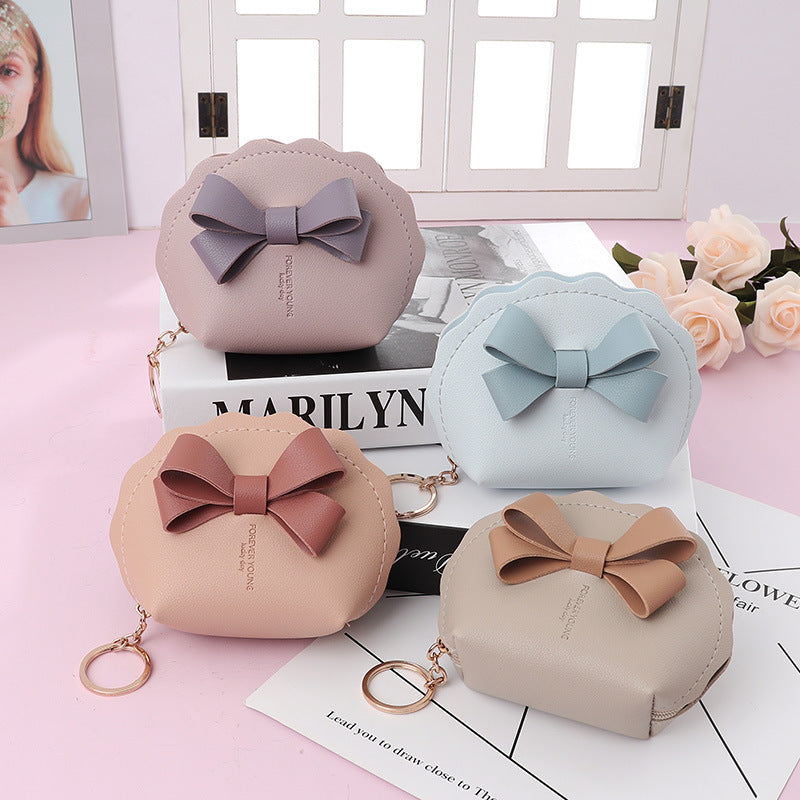 Preppy Style Bow Leather Mini Portable Coin Purses