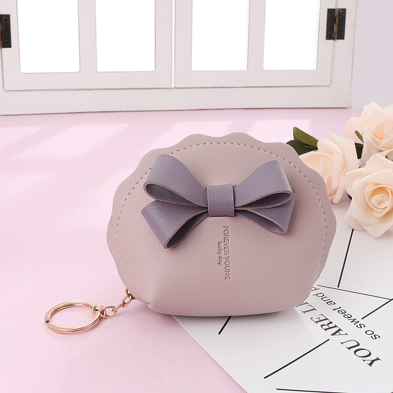 Preppy Style Bow Leather Mini Portable Coin Purses