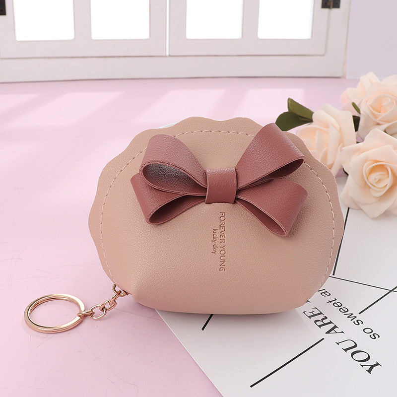 Preppy Style Bow Leather Mini Portable Coin Purses