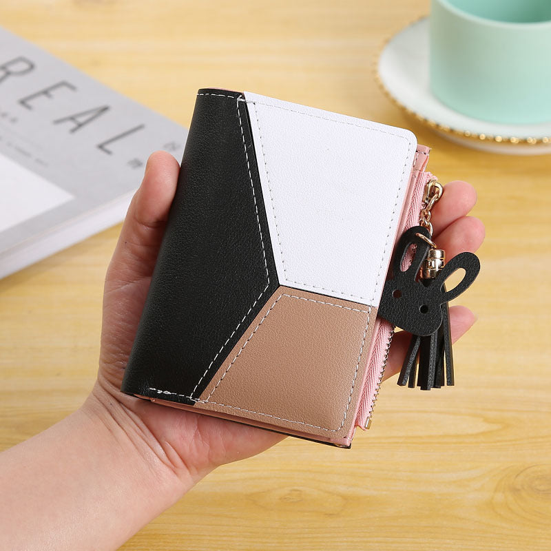 Korean Style Short Three-color Contrast Color Ladies Wallets