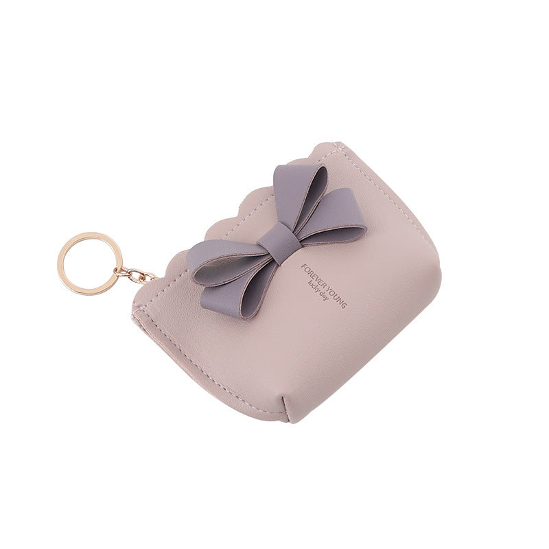 Preppy Style Bow Leather Mini Portable Coin Purses