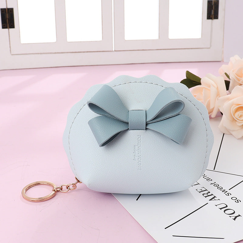 Preppy Style Bow Leather Mini Portable Coin Purses