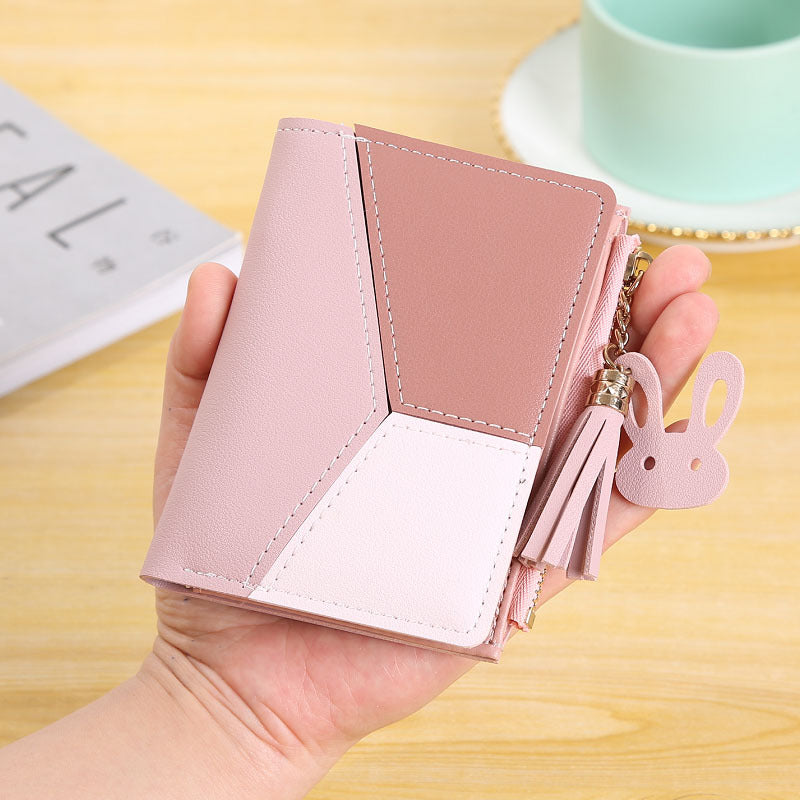 Korean Style Short Three-color Contrast Color Ladies Wallets