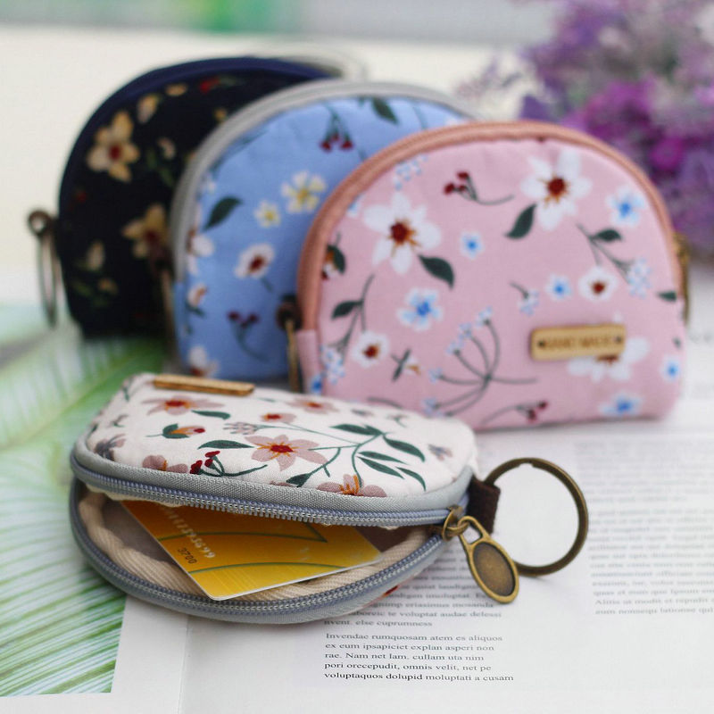 Shell Pastoral Style Flower Small Cloth Coin Purses